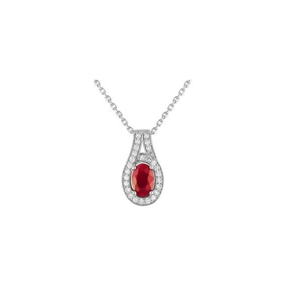 Collier HANAE or blanc 750 /°° diamants rubis 0,54 carat