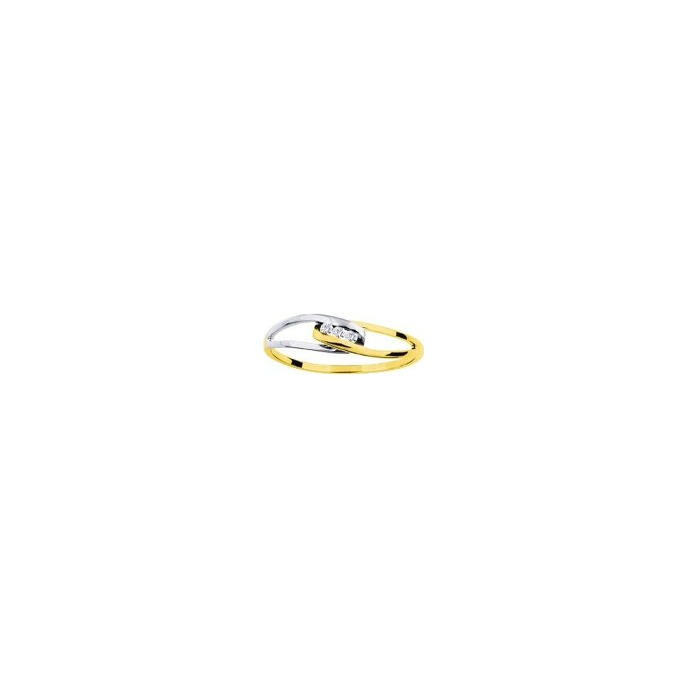 Bague SONGEUSE or jaune or blanc 750 /°° diamants 0.03 carat
