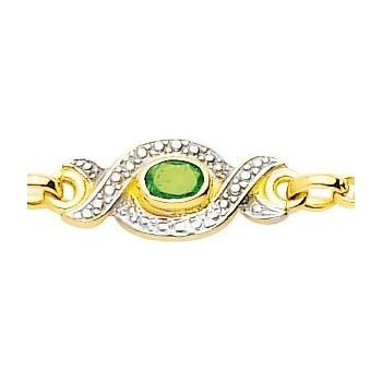 Bracelet SLAGNE or jaune 750 /°° diamants émeraudes