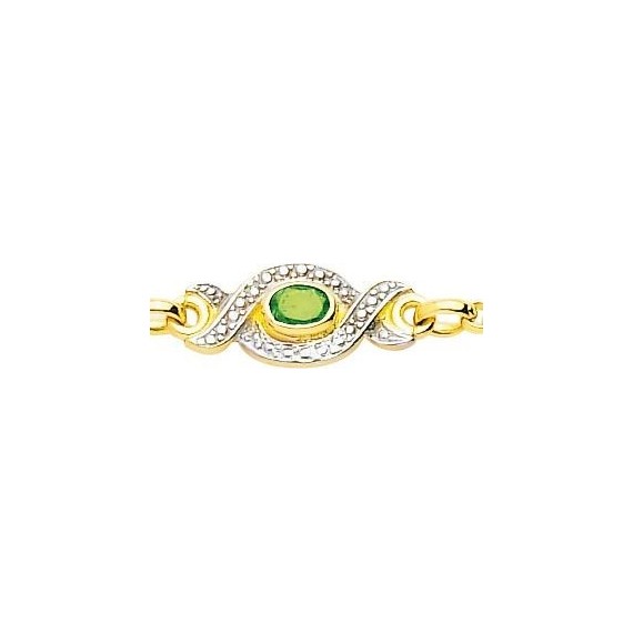 Bracelet SLAGNE or jaune 750 /°° diamants émeraudes
