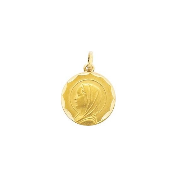 Médaille Vierge FRANCOISE or jaune 750 /°° diamètre 15 mm