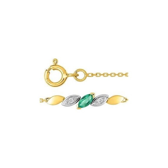 Bracelet ANNE or jaune or blanc 750 /°° diamant émeraude