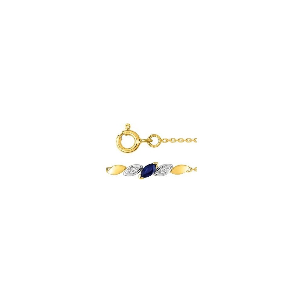 Bracelet ANNE or jaune or blanc 750 /°° diamant saphir bleu