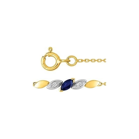 Bracelet ANNE or jaune or blanc 750 /°° diamant saphir bleu