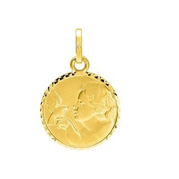 Médaille FABIEN Ange or jaune 750 /°° diamètre 14 mm