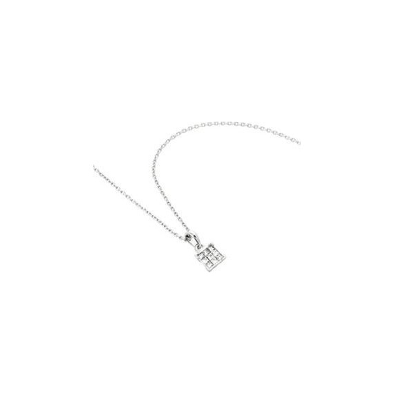 Collier CANCHE or blanc 750 /°° diamants 0.15 carat