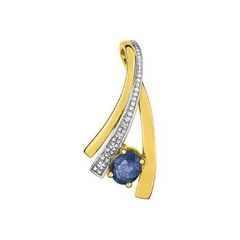 Pendentif MICHIGAN or jaune 750 /°° diamants saphir bleu