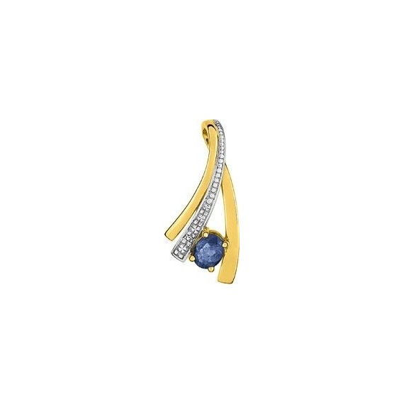 Pendentif MICHIGAN or jaune 750 /°° diamants saphir bleu