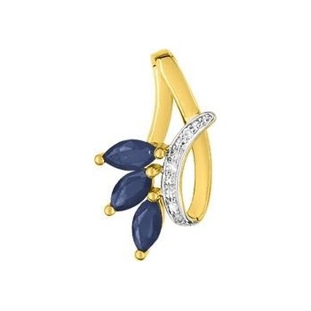 Pendentif SEINE or jaune 750 /°° diamants saphirs bleus