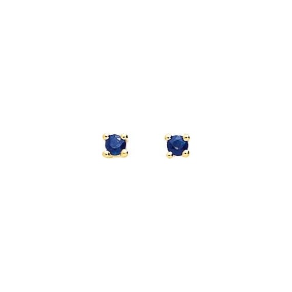 Boucles d'oreilles SAMARA or jaune 750 /°° saphirs bleus diamètre 2,5 mm