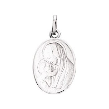 Médaille Vierge à l'Enfant JEANNETTE  or blanc 750 /°° dimensions 22 mm x 12 mm