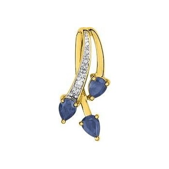 Pendentif GARONNE  or jaune 750 /°° diamants saphirs bleus