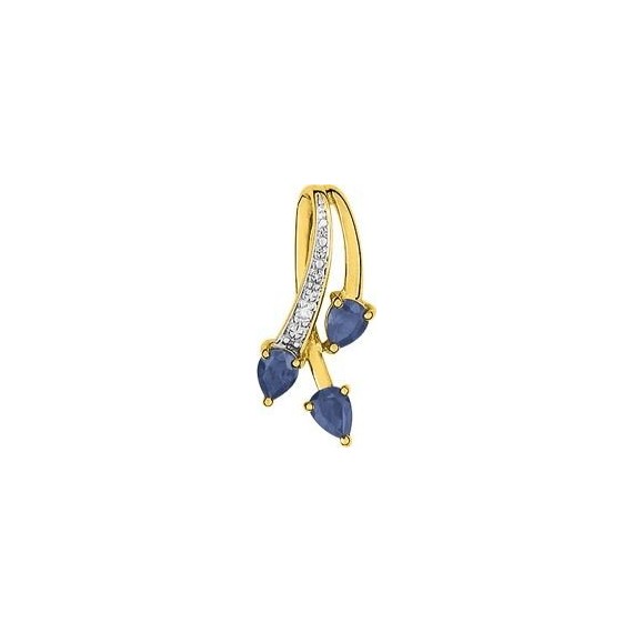 Pendentif GARONNE  or jaune 750 /°° diamants saphirs bleus