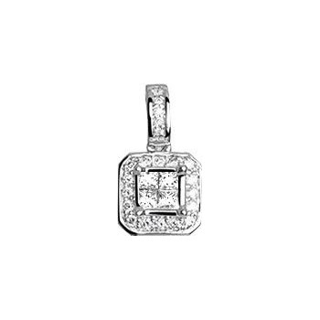 Pendentif AURAY  or blanc 750 /°° diamants 0,25 carat
