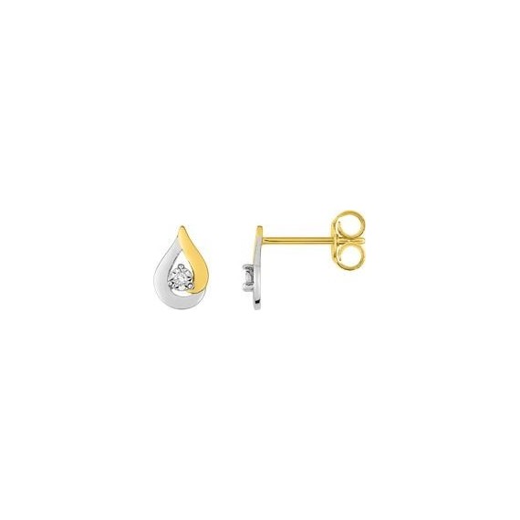 Boucles d'oreilles JENNY or jaune or blanc 750 /°° diamants 0,01 carat