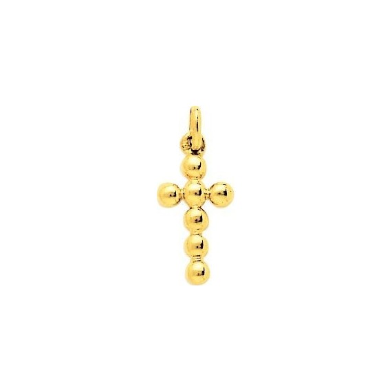Croix PERLES or jaune 750 /°° dimensions 19 mm x 8 mm