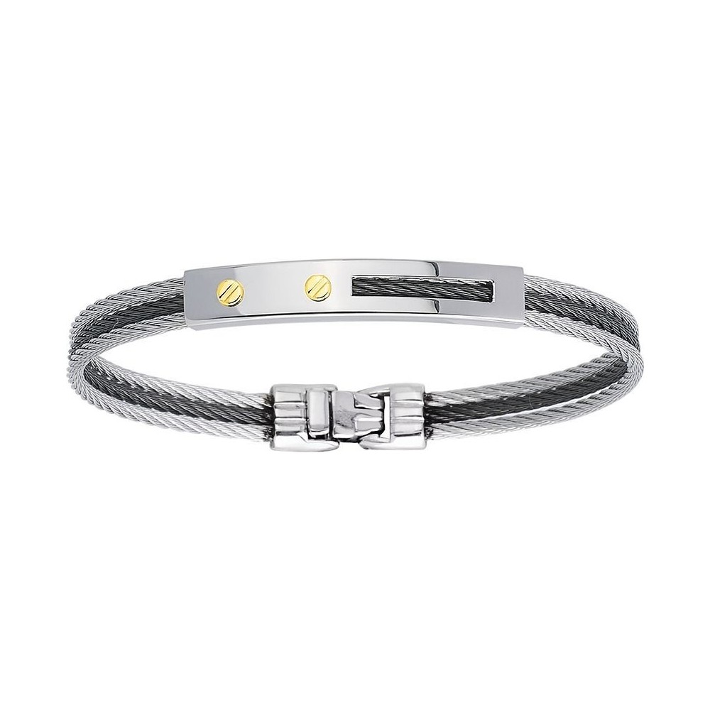 Bracelet TRIBORD or jaune 750 /°° câble acier