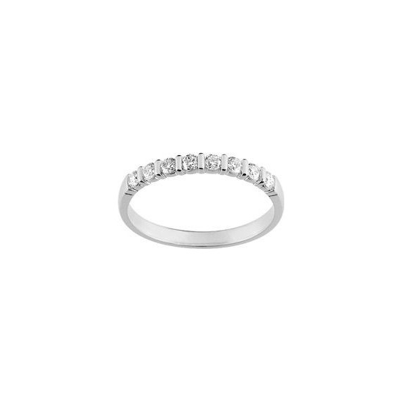 Demi-alliance BARETTE or blanc 750 /°° diamants 0,30 carat