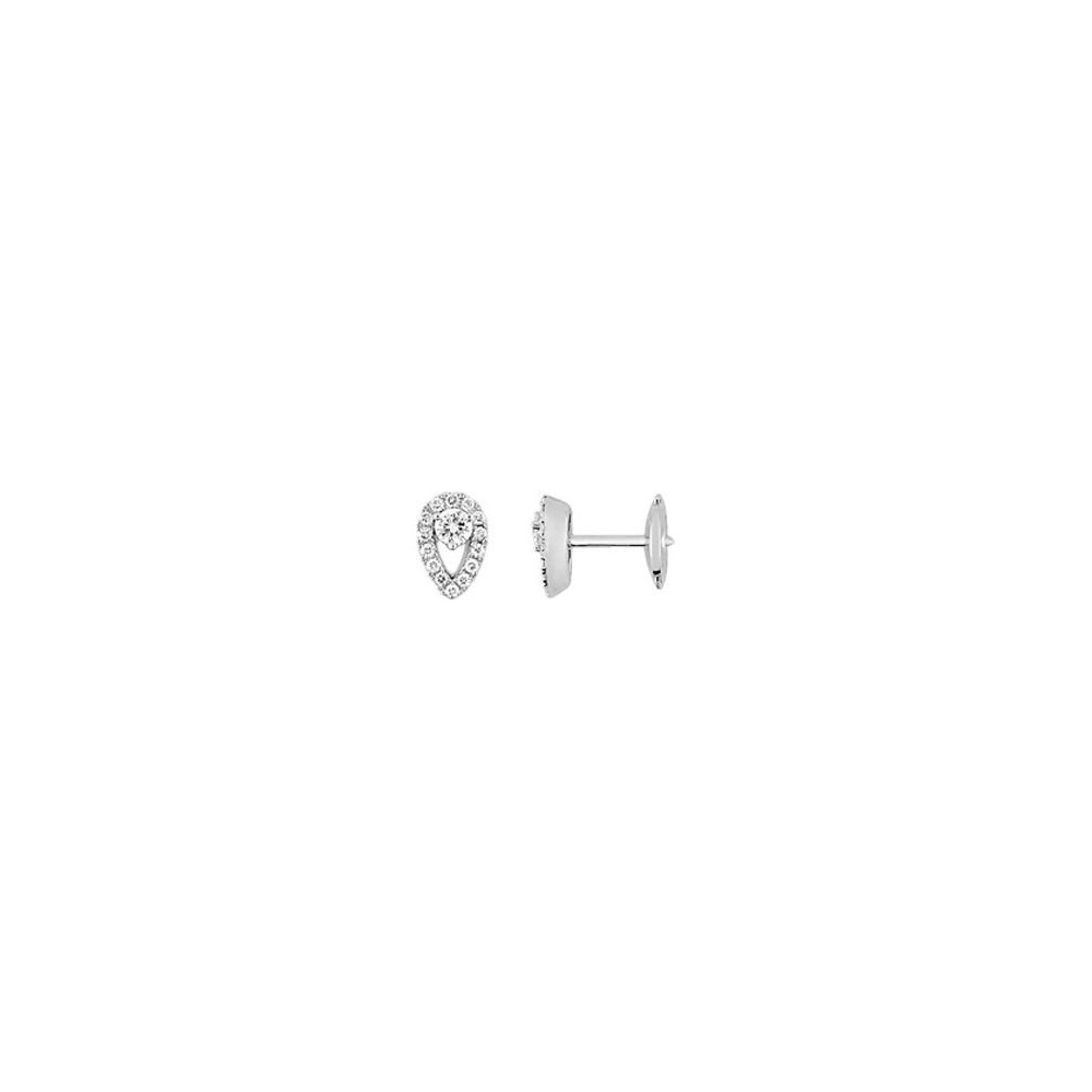 Boucles d'oreilles VILLESAVIN or blanc 750 /°° diamants 0,28 carat