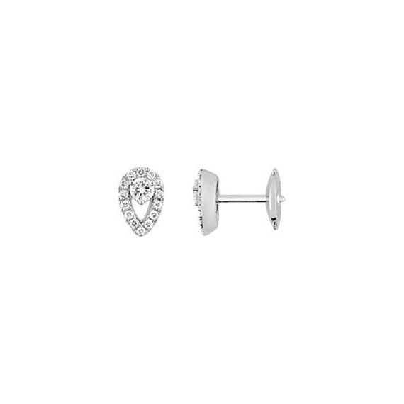 Boucles d'oreilles VILLESAVIN or blanc 750 /°° diamants 0,28 carat