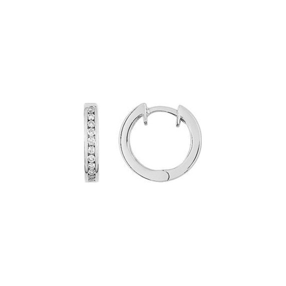 Créoles CHINON or blanc 750 /°° diamants 0,18 carat