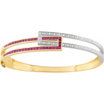 Bracelet IMAGINE or jaune or blanc 750 /°° diamants rubis