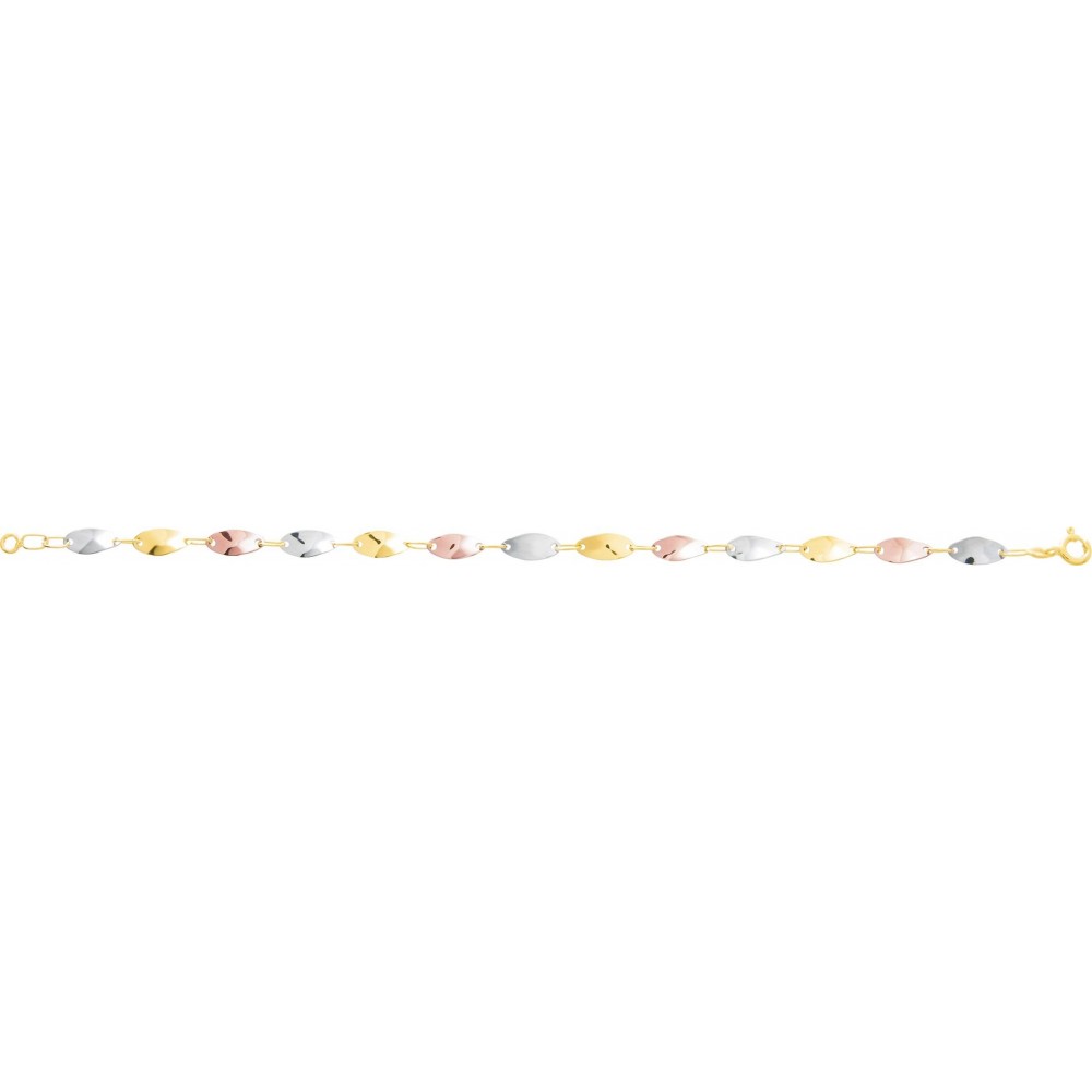 Bracelet ALMIRE or jaune or rose or blanc 750 /°° mailles ovales