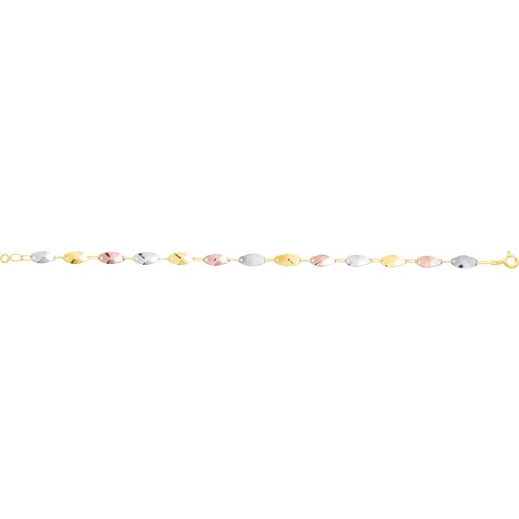 Bracelet ALMIRE or jaune or rose or blanc 750 /°° mailles ovales