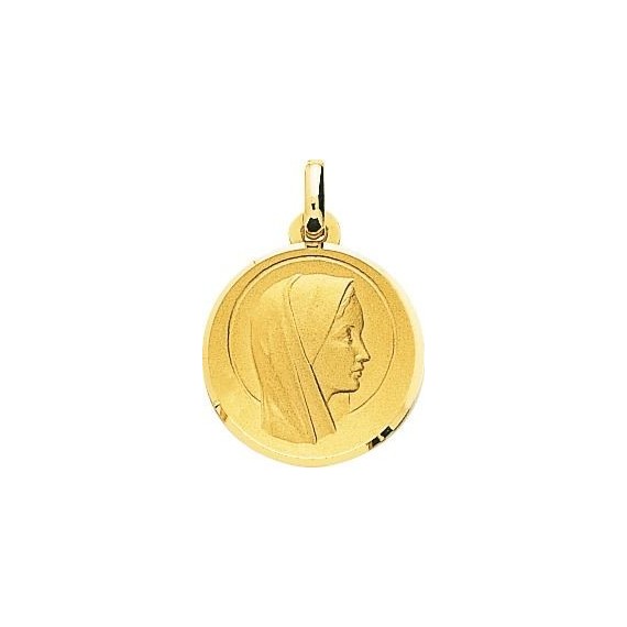 Médaille Vierge SYLVIANE or jaune 750 /°° diamètre 18 mm