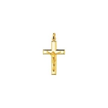 Croix Christ OITAI  or jaune 750/°°  fil plat rectangulaire 4.5 mm