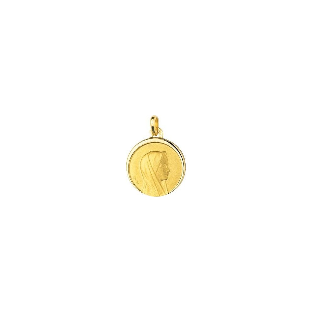 Médaille Vierge ELODIE or blanc 750 /°° diamètre 16 mm