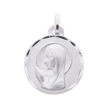 Médaille Vierge MELAINE or blanc 750 /°° diamètre 17 mm
