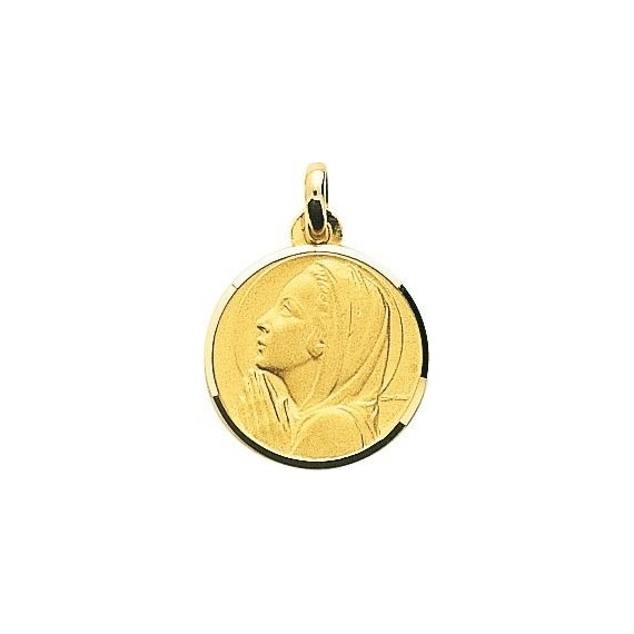 Médaille Vierge JUSTINE or jaune 750 /°° diamètre 18 mm