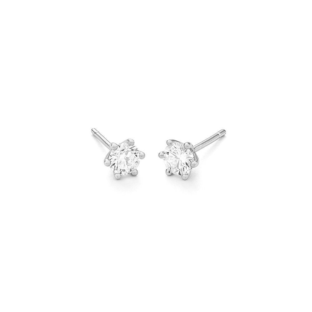 Boucles d'oreilles or blanc 750/°° diamants 0,25 carat