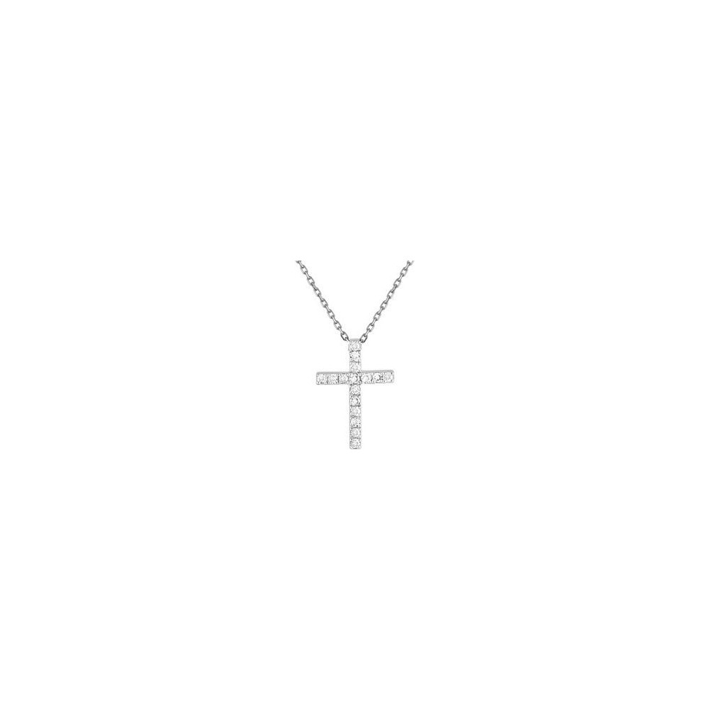 Croix ADRIENNE or blanc 750 /°° diamants 0.08 carat