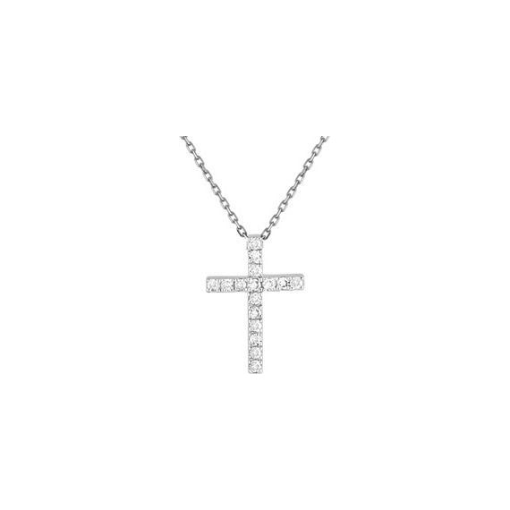 Croix ADRIENNE or blanc 750 /°° diamants 0.08 carat