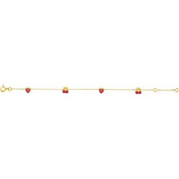 Bracelet enfant FRUITS or jaune 750 /°° fruits émaillés