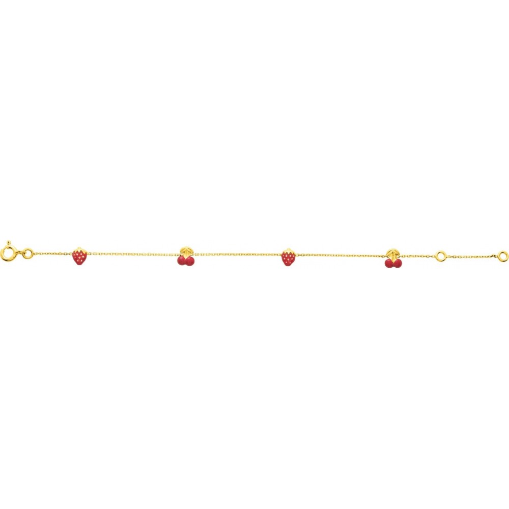 Bracelet enfant FRUITS or jaune 750 /°° fruits émaillés