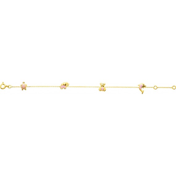 Bracelet enfant AMIS or jaune 750 /°° animaux