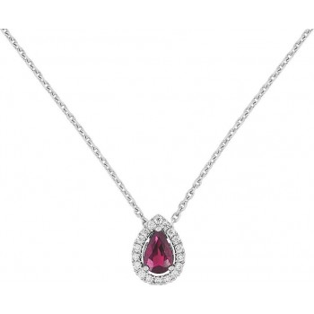 Collier INCANDESCENT or blanc 750 /°° diamants rubis 0.44 carat
