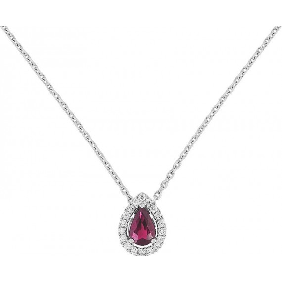 Collier INCANDESCENT or blanc 750 /°° diamants rubis 0.44 carat