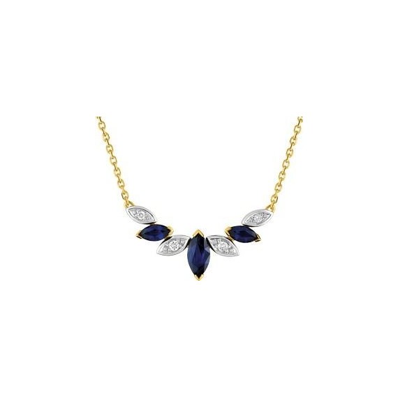 Collier AWENDA  or jaune 750 /°° diamants saphirs bleus