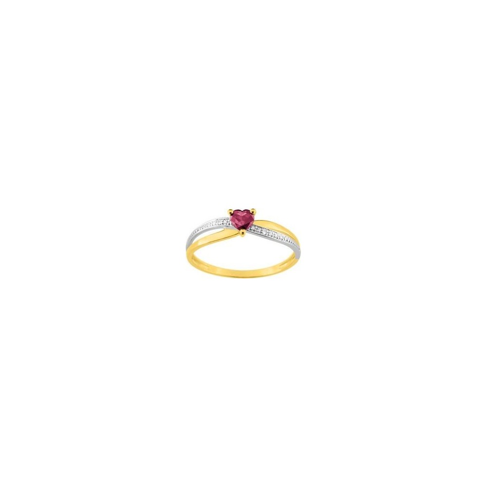 Bague GLAMOUR or jaune 750 /°° diamants rubis