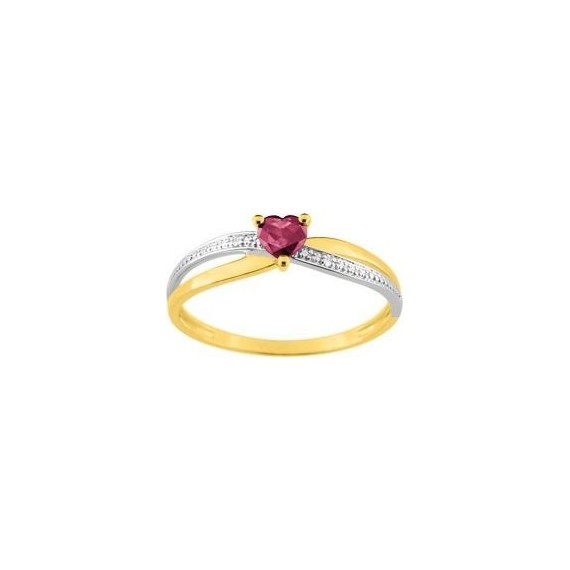 Bague GLAMOUR or jaune 750 /°° diamants rubis