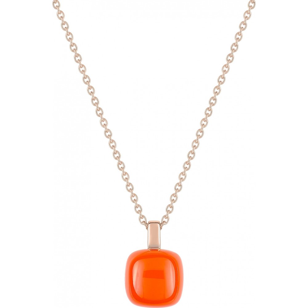 Collier MARTINEZ or rose 750 /°° cornaline orange 3.20 carats