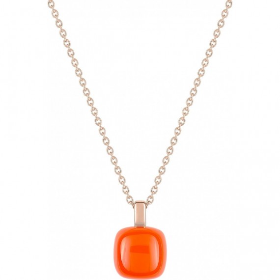 Collier MARTINEZ or rose 750 /°° cornaline orange 3.20 carats