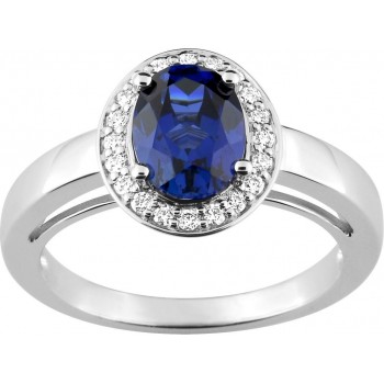 Bague PRAGUE or blanc 750 /°° diamant sphir bleu 1,56 carat