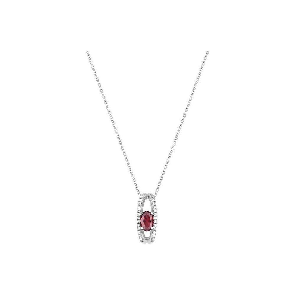 Collier VALOIS or blanc 750 /°° diamants rubis