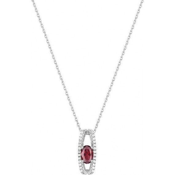Collier VALOIS or blanc 750 /°° diamants rubis