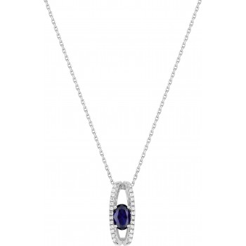 Collier VALOIS or blanc 750 /°° diamants saphir bleu